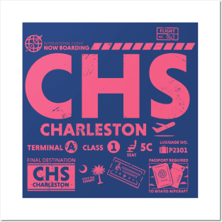 Vintage Charleston CHS Airport Code Travel Day Retro Travel Tag Posters and Art